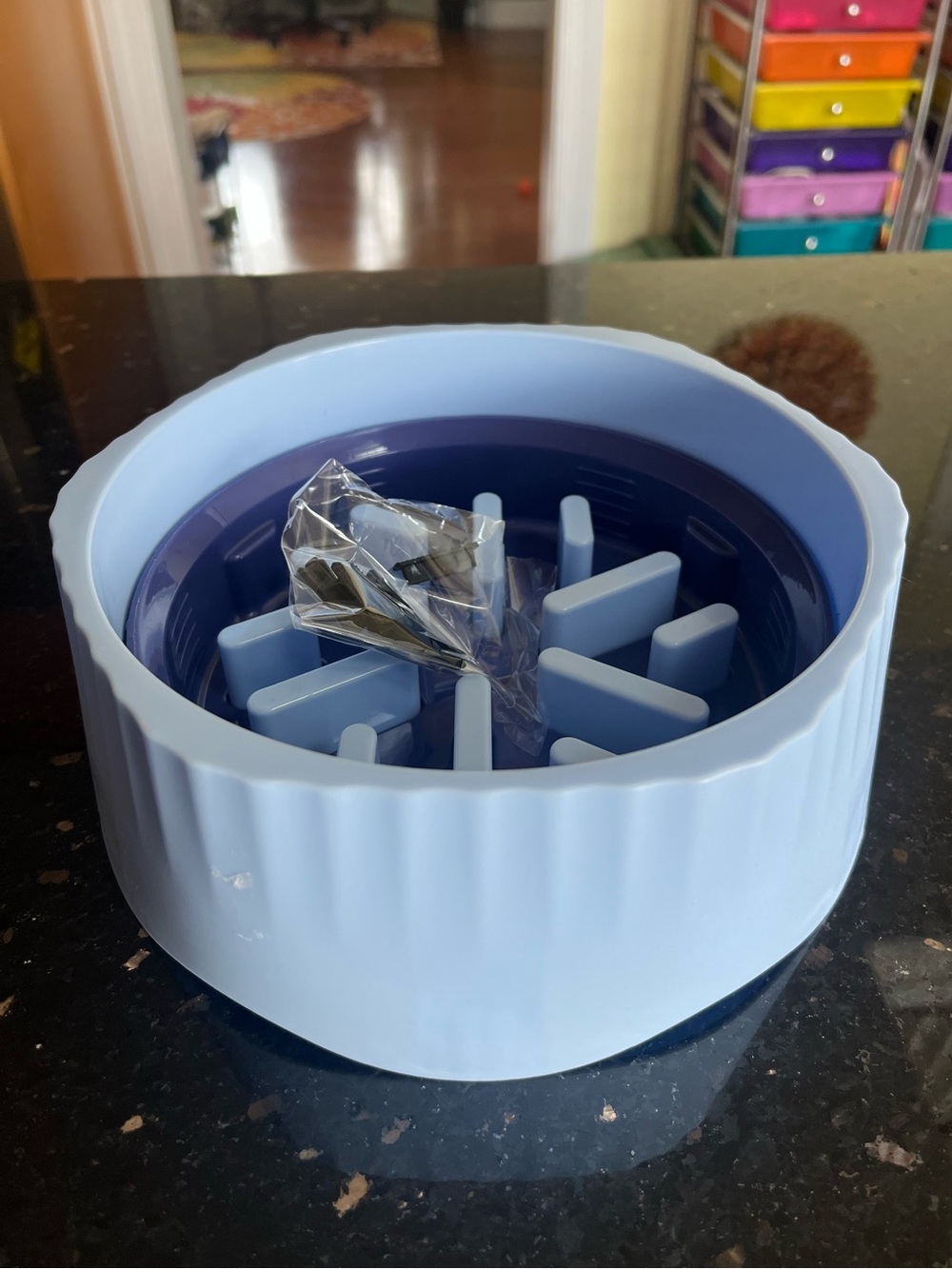 2-in-1 Slow Feed Dog/Pet Bowl 1.5 cup in blue, pink or peach - Picture 3 of 5